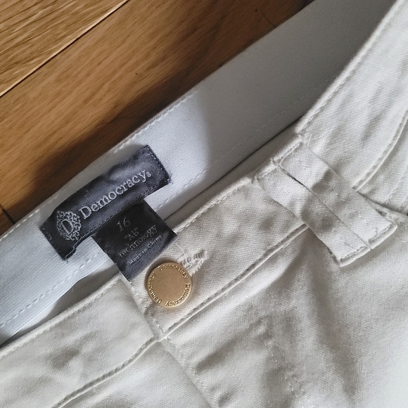 NEW Democracy "Ab" solution Mid-Rise Double Layer Fray Hem Kick Flare Jeans - Picture 8 of 10